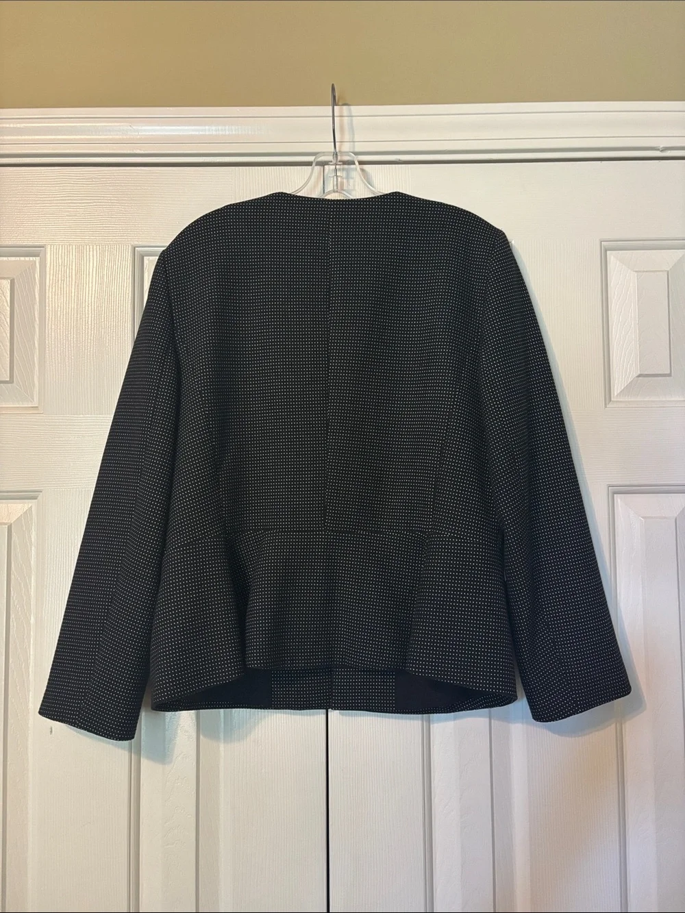 Ann Taylor Black & White Micro Dot Peplum Jacket